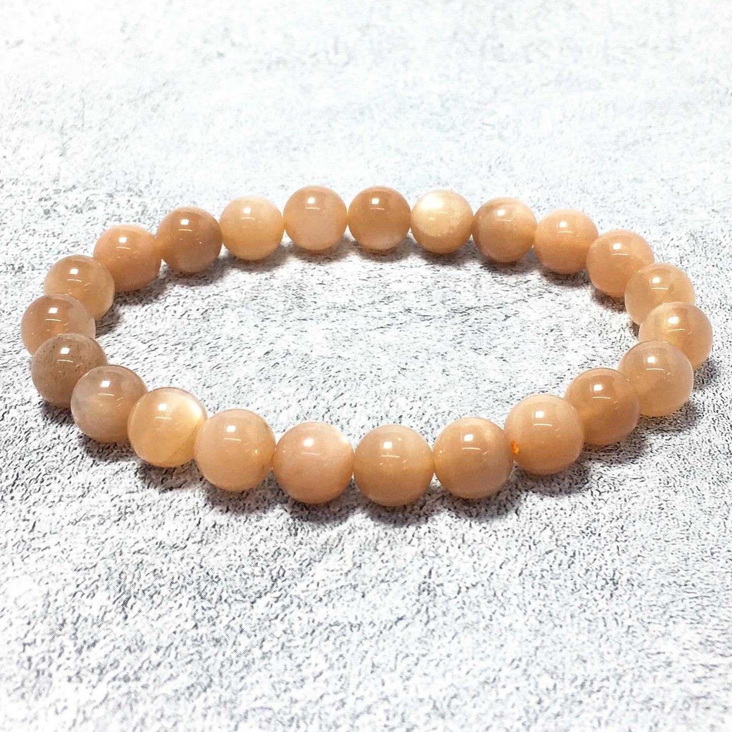 Peach Moonstone Natural Gemstone Crystal Healing Stretch Beads Bracelet