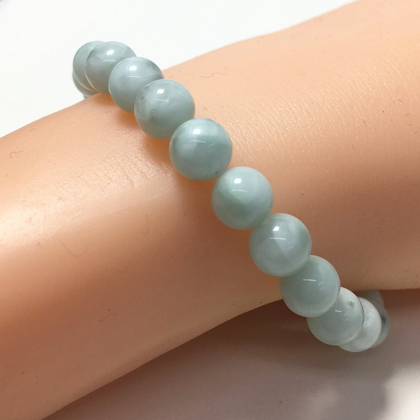 Natural Green Angelite Gemstone Crystal Healing Stretch Beads Bracelet