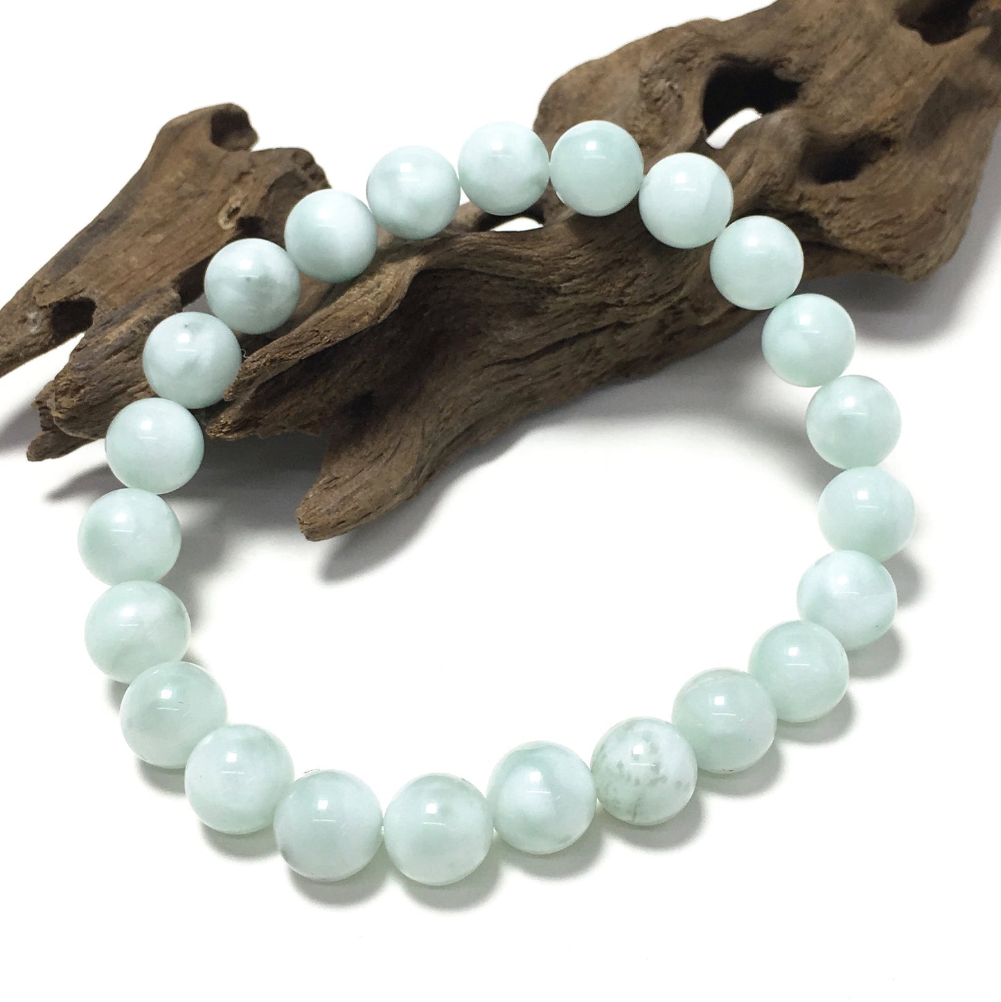 Natural Green Angelite Gemstone Crystal Healing Stretch Beads Bracelet