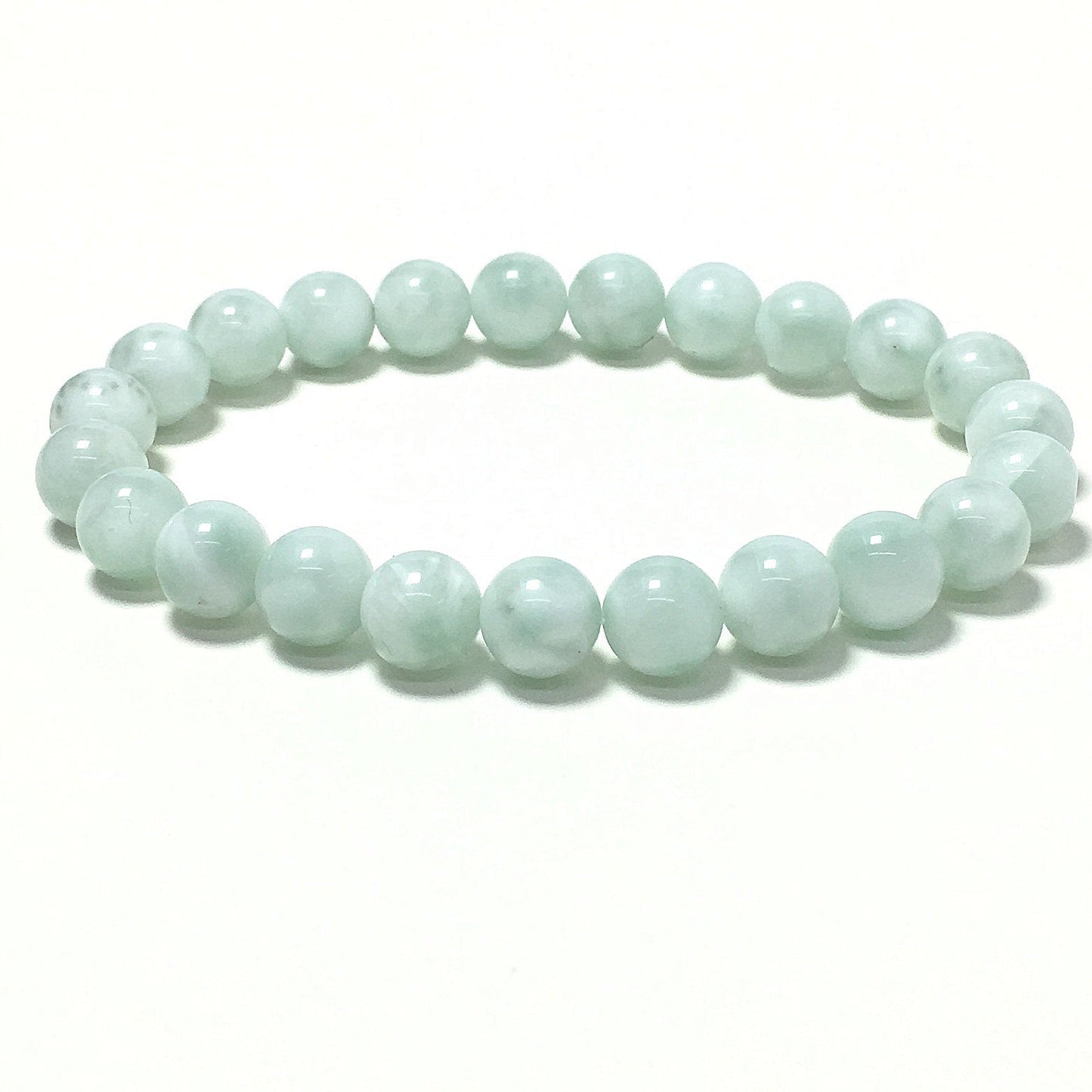 Natural Green Angelite Gemstone Crystal Healing Stretch Beads Bracelet