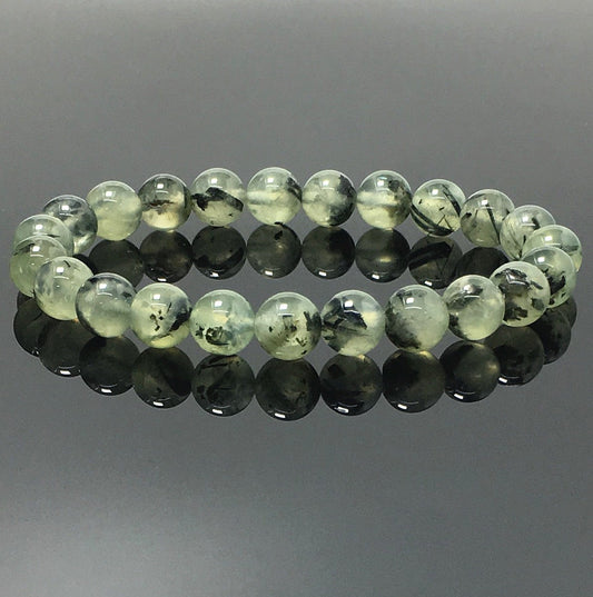 Prehnite Natural Gemstone Crystal Healing Stretch Beads Bracelet