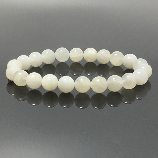 Natural White Moonstone Gemstone Crystal Healing Stretch Beads Bracelet