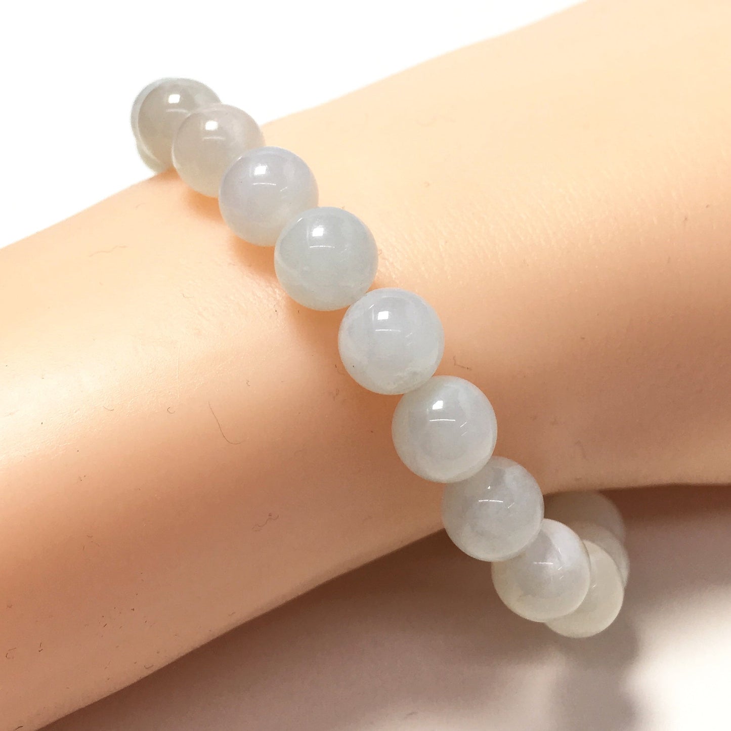 Natural White Moonstone Gemstone Crystal Healing Stretch Beads Bracelet