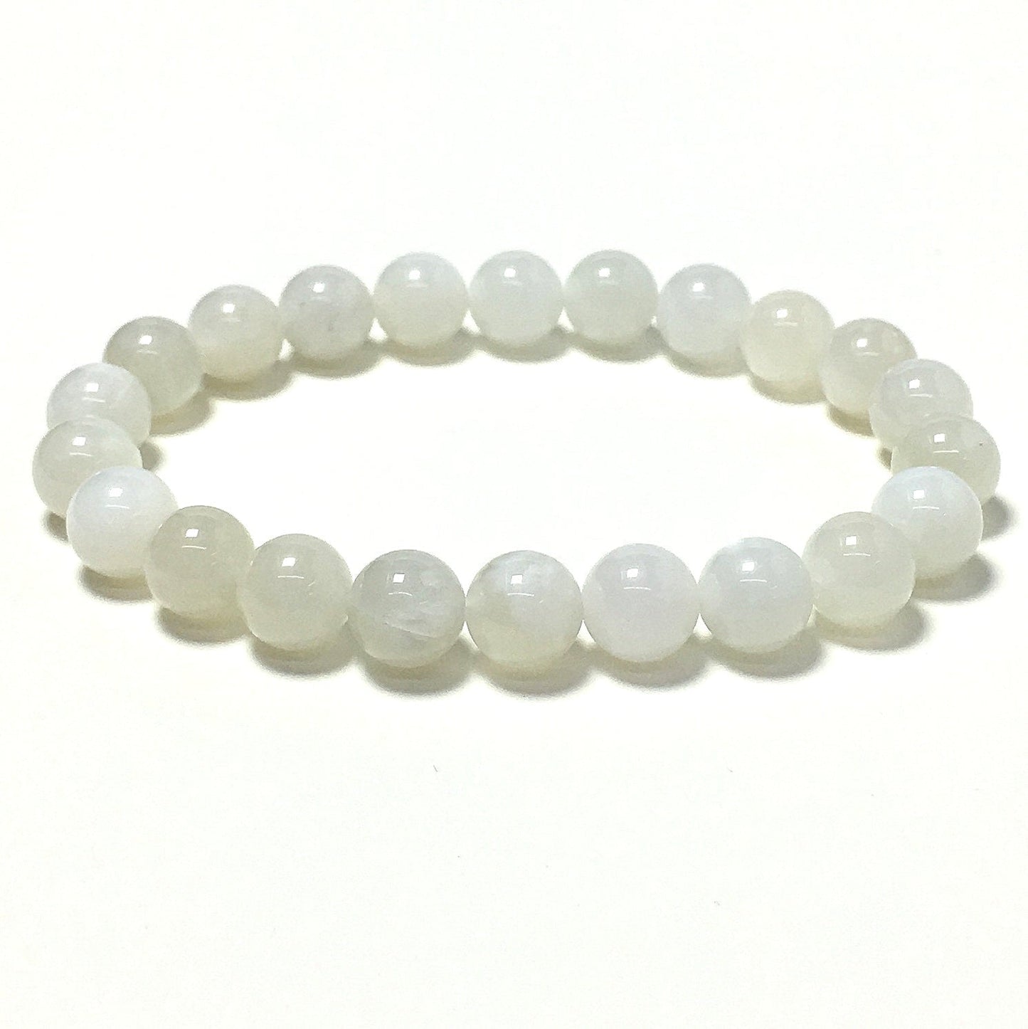 Natural White Moonstone Gemstone Crystal Healing Stretch Beads Bracelet