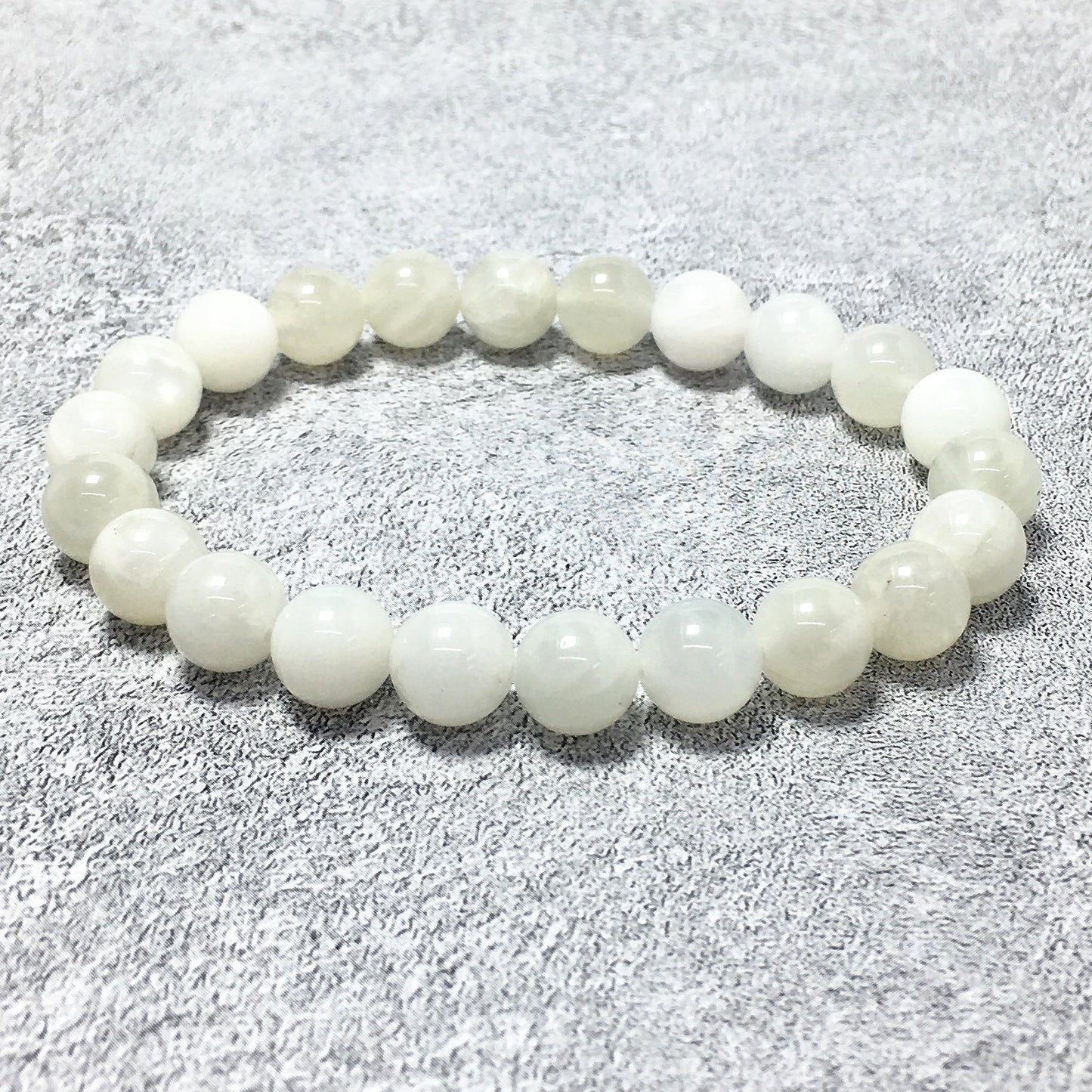 Natural White Moonstone Gemstone Crystal Healing Stretch Beads Bracelet