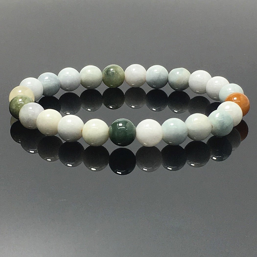 Natural Jadite Gemstone Crystal Healing Stretch Beads Bracelet