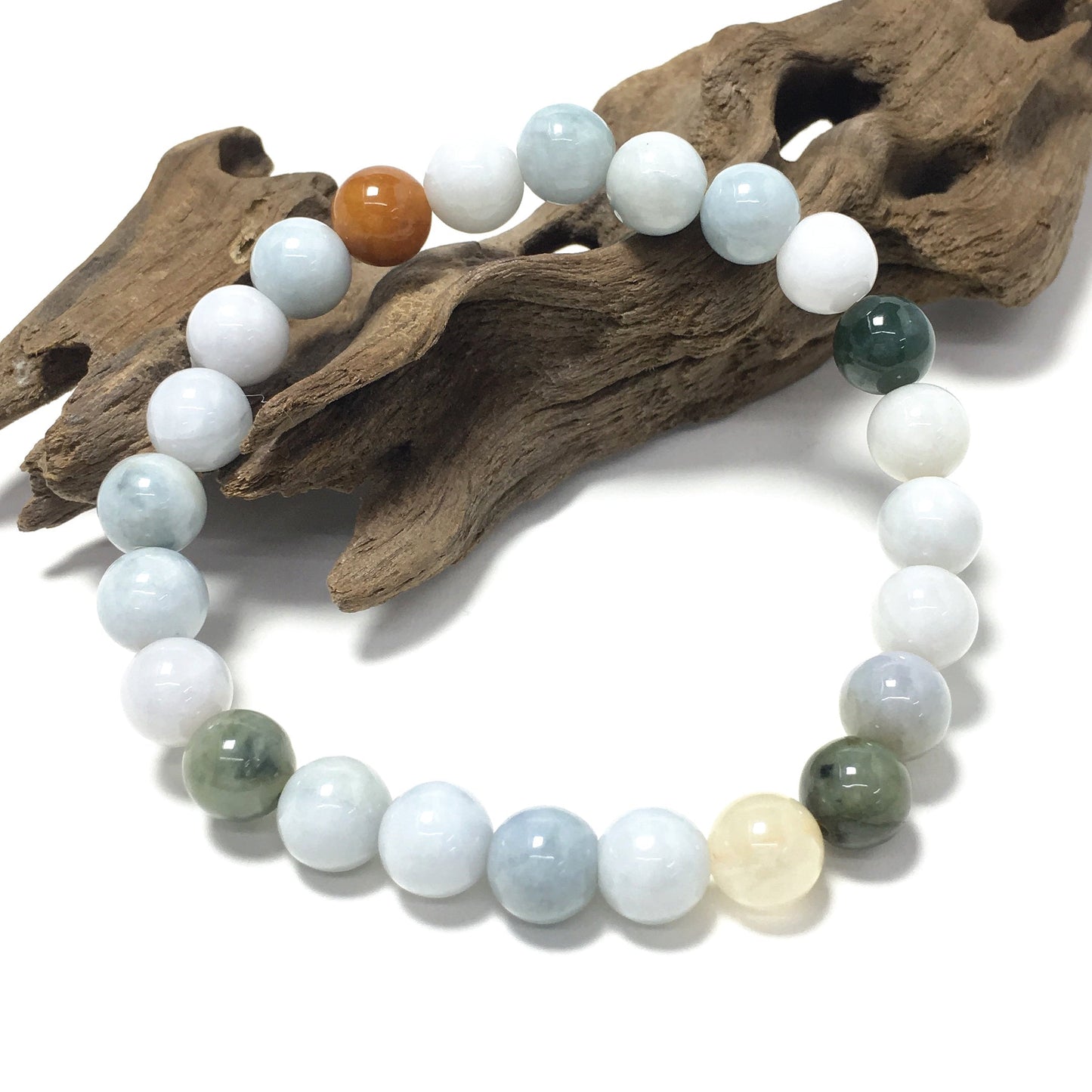 Natural Jadite Gemstone Crystal Healing Stretch Beads Bracelet