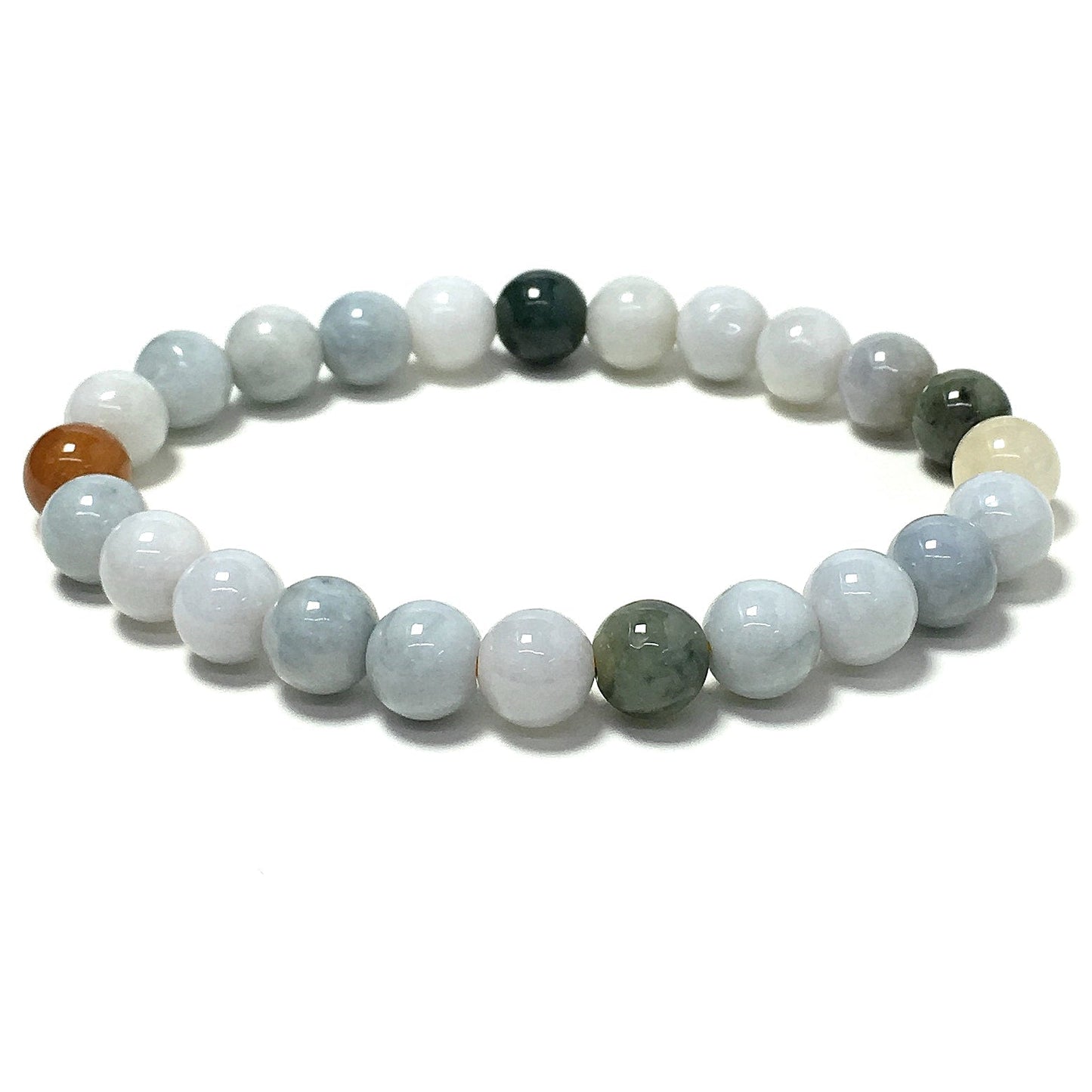 Natural Jadite Gemstone Crystal Healing Stretch Beads Bracelet