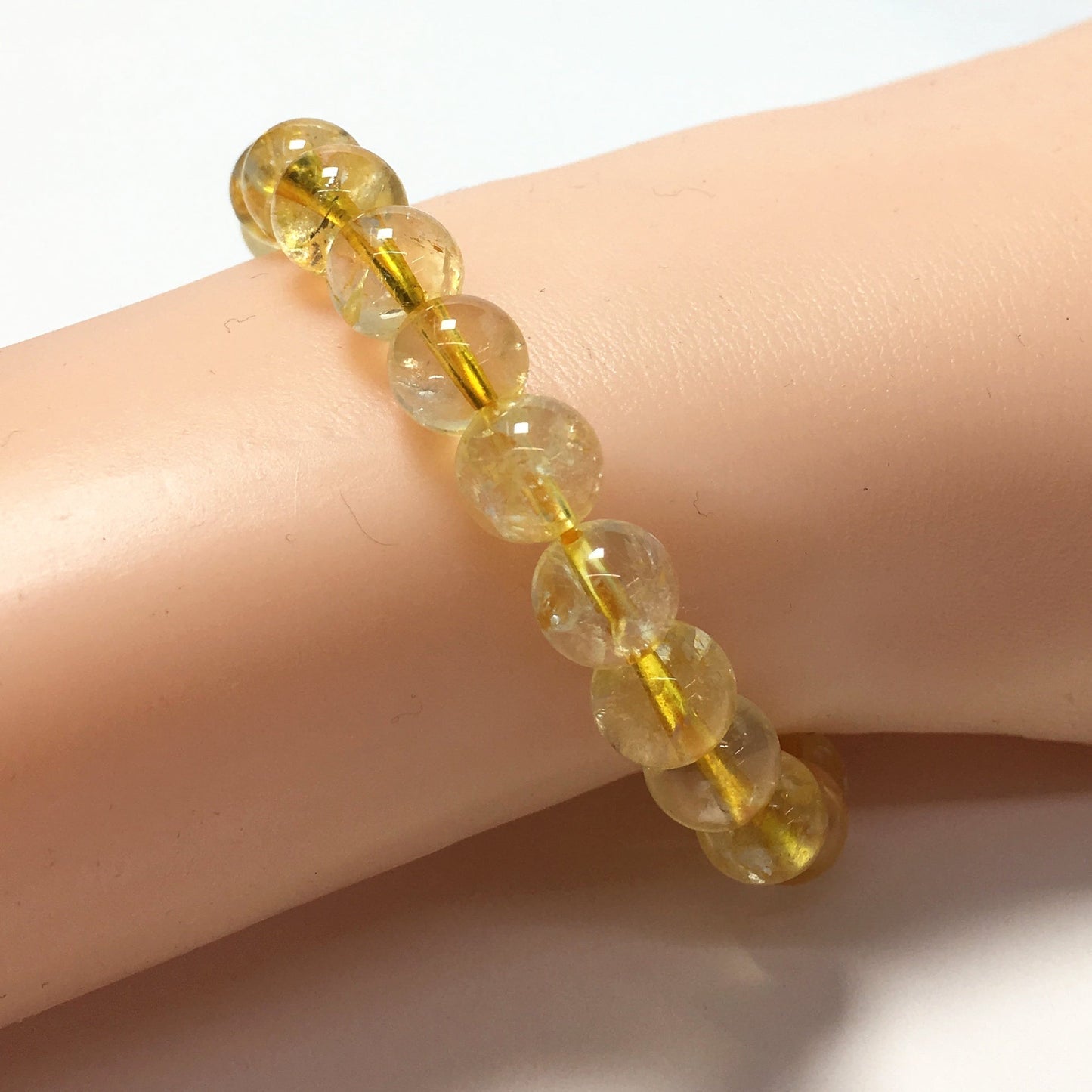 Natural Citrine Gemstone Crystal Healing Stretch Beads Bracelet