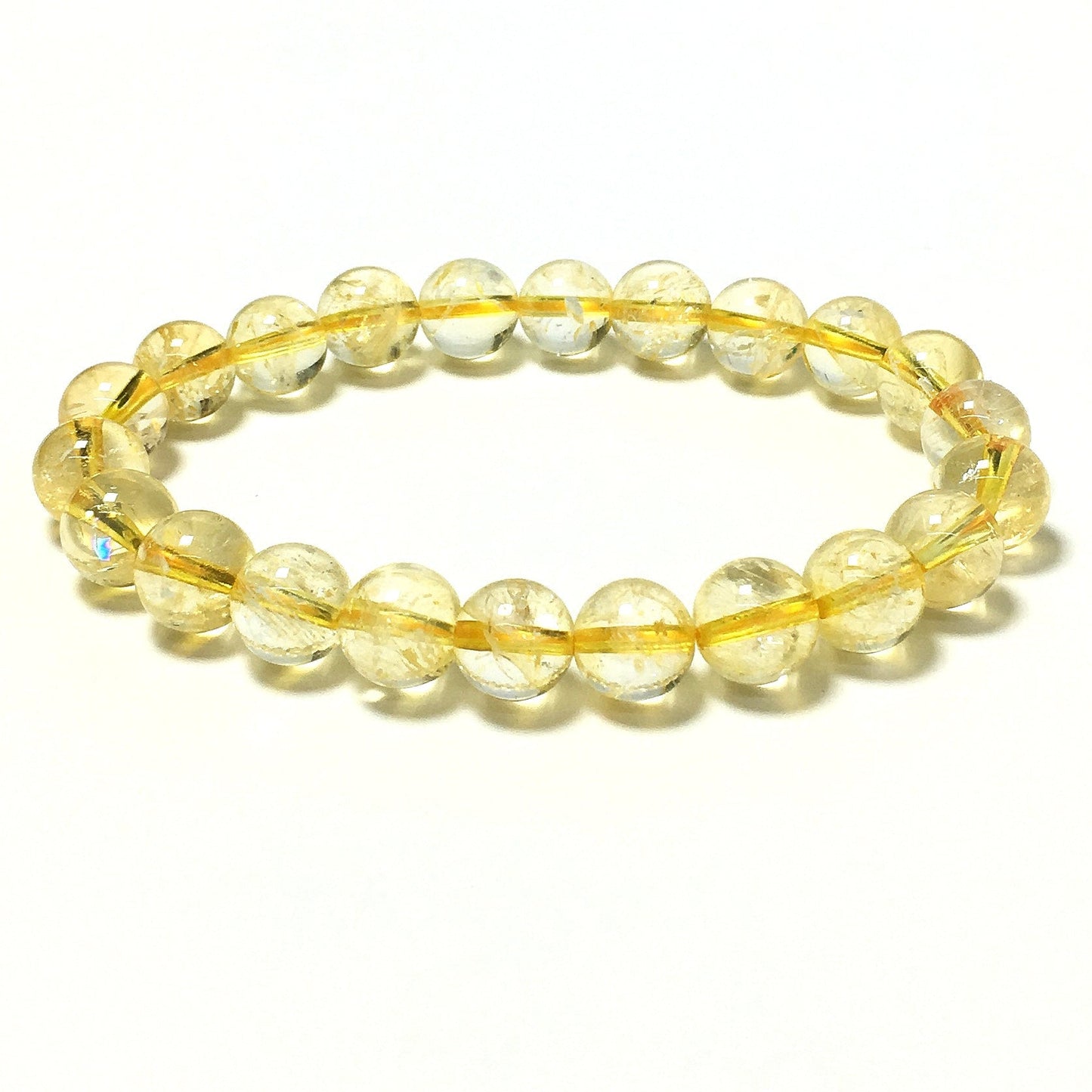 Natural Citrine Gemstone Crystal Healing Stretch Beads Bracelet