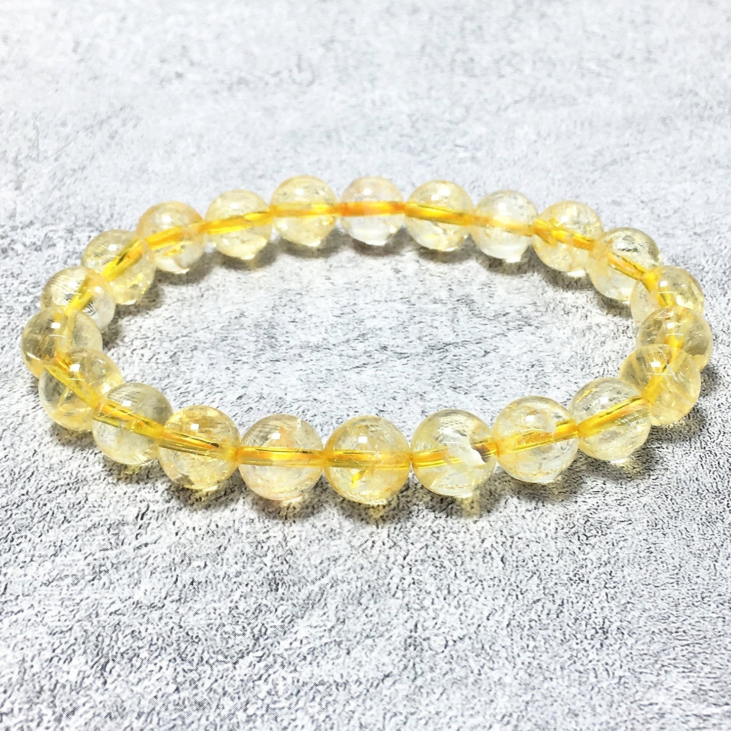 Natural Citrine Gemstone Crystal Healing Stretch Beads Bracelet