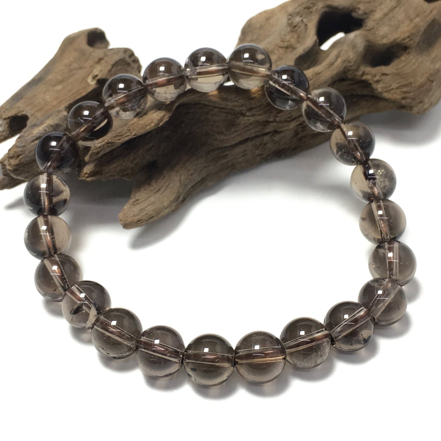 Natural Smoky Quartz Gemstone Crystal Healing Stretch Beads Bracelet