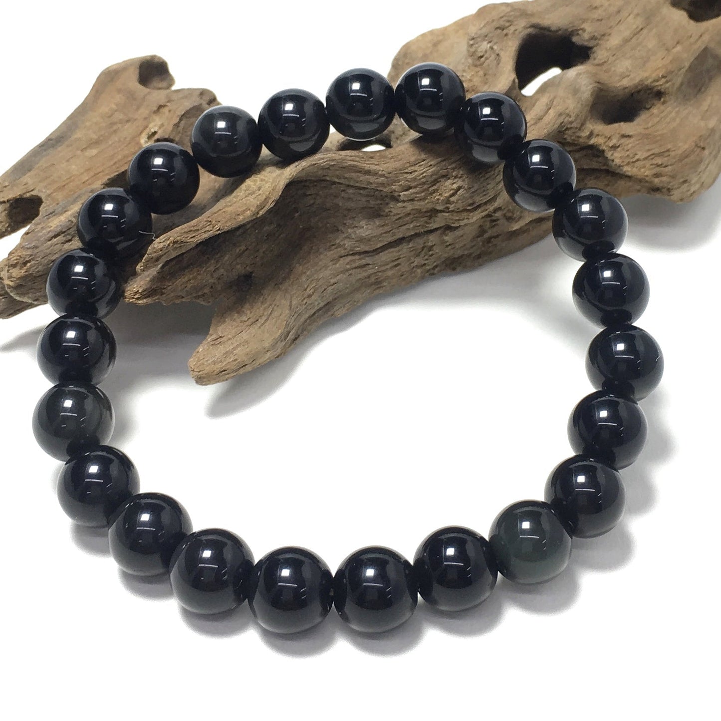 Natural Rianbow Obsidian Gemstone Crystal Healing Stretch Beads Bracelet