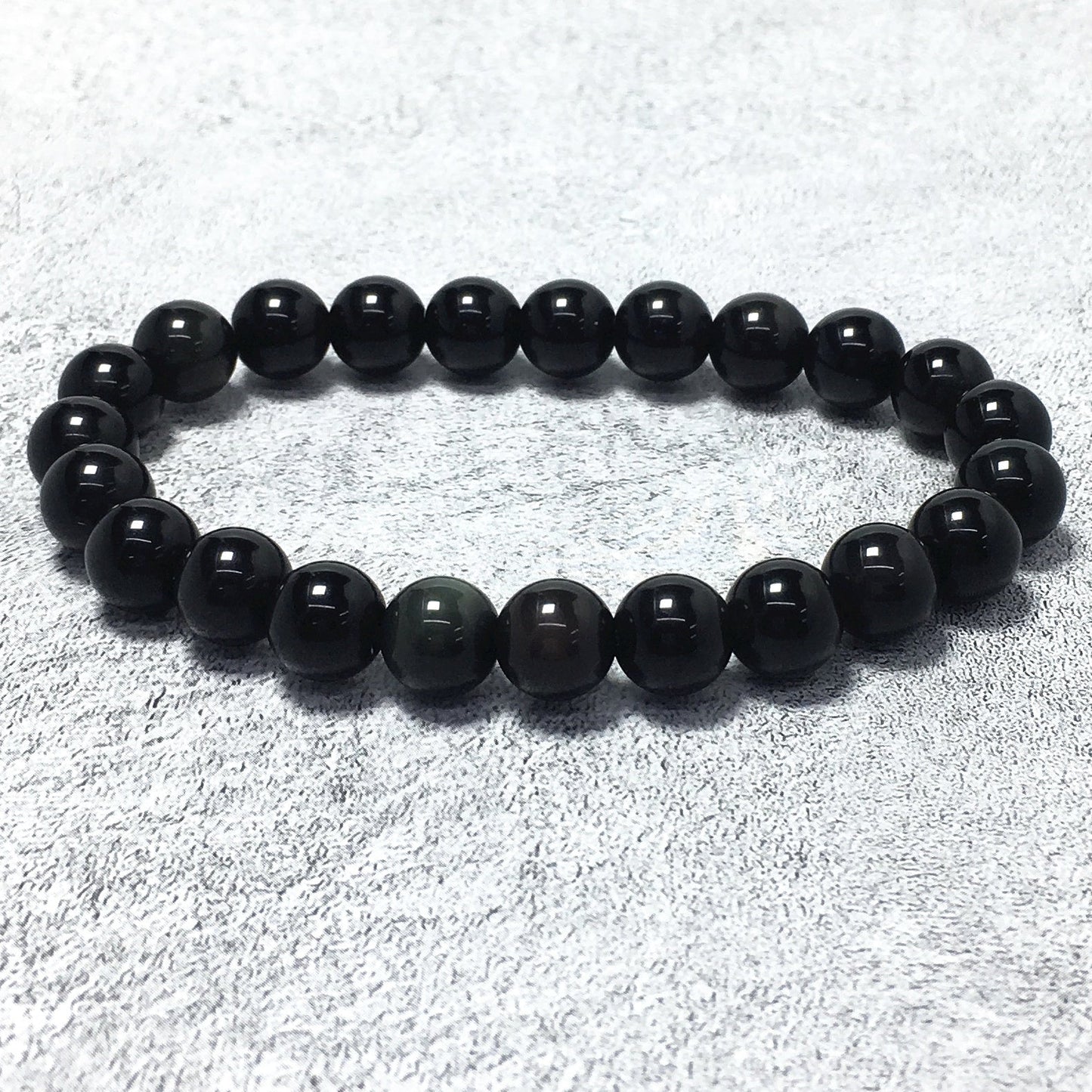 Natural Rianbow Obsidian Gemstone Crystal Healing Stretch Beads Bracelet