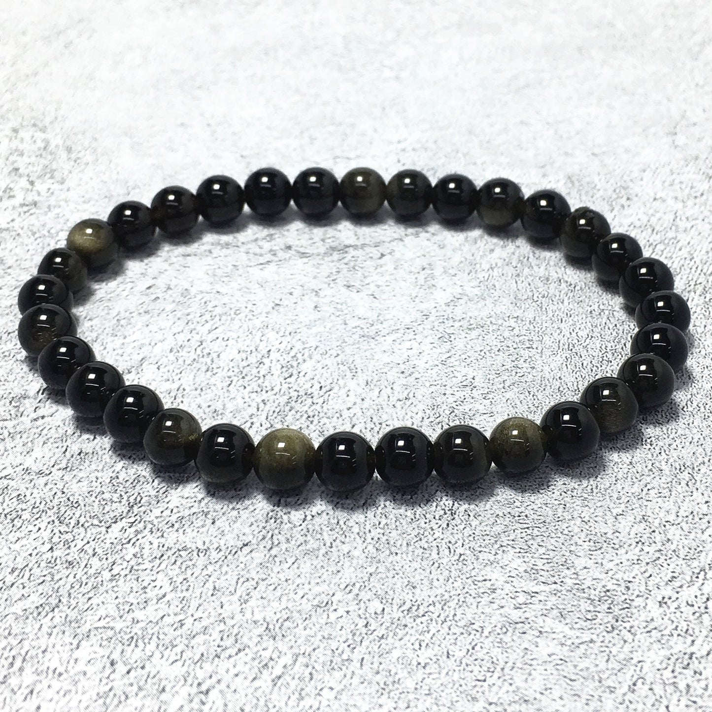 Natural Golden Obsidian Gemstone Crystal Healing Stretch Beads Bracelet