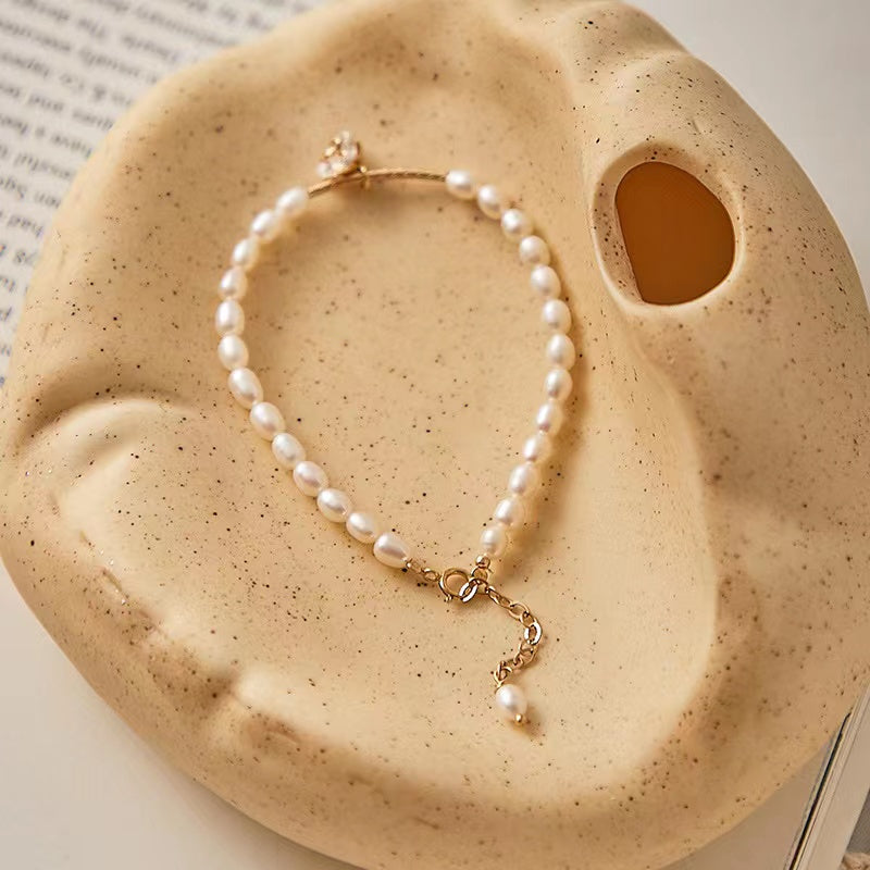 Natural Freshwater Pearl Bracelet 14K Gold Plated Design Bracelet vsl156