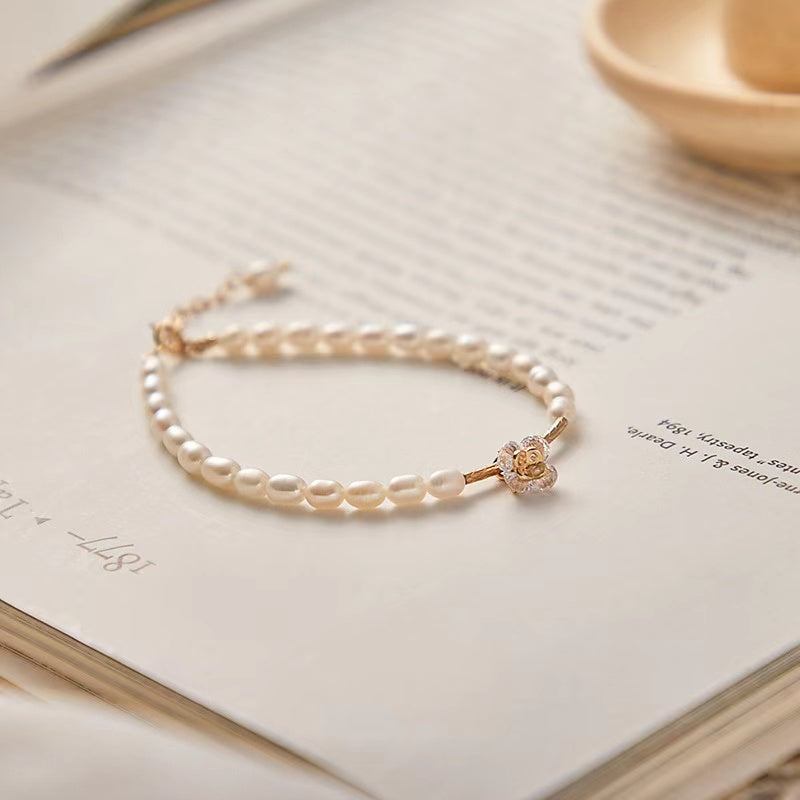 Natural Freshwater Pearl Bracelet 14K Gold Plated Design Bracelet vsl156