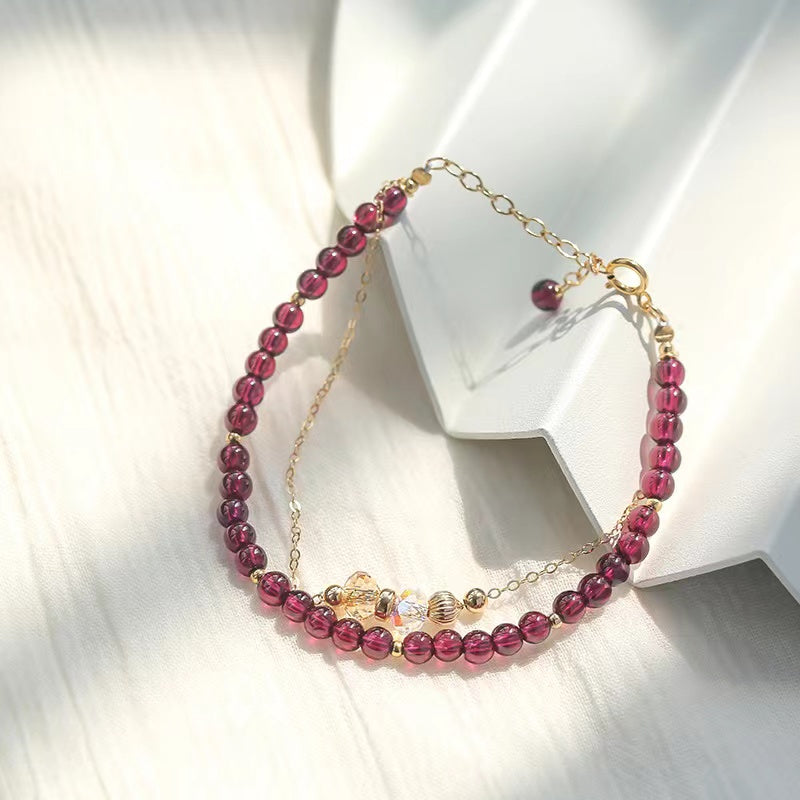 Natura High Quality Garnet Cooper 14K Gold Plated Design Bracelet -vsl621