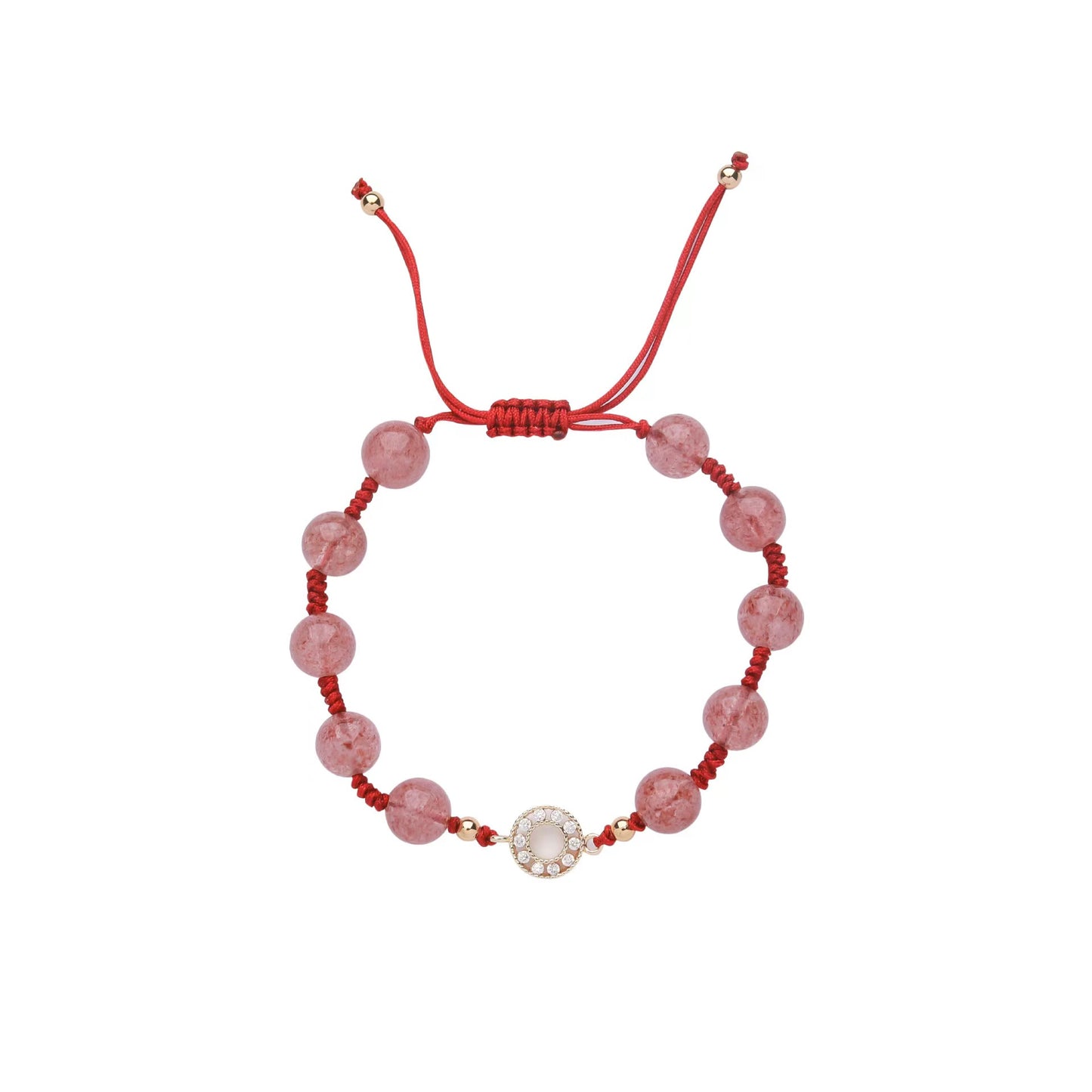 Natural Strawberry Quartz Design Bracelet Rope Bracelet Adjustable -vsl424-1