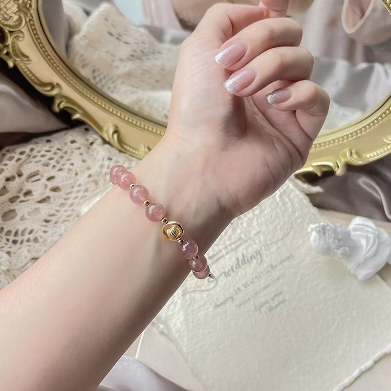 Natural Strawberry Quartz Design Bracelet Teardrop Lock -vsl1338