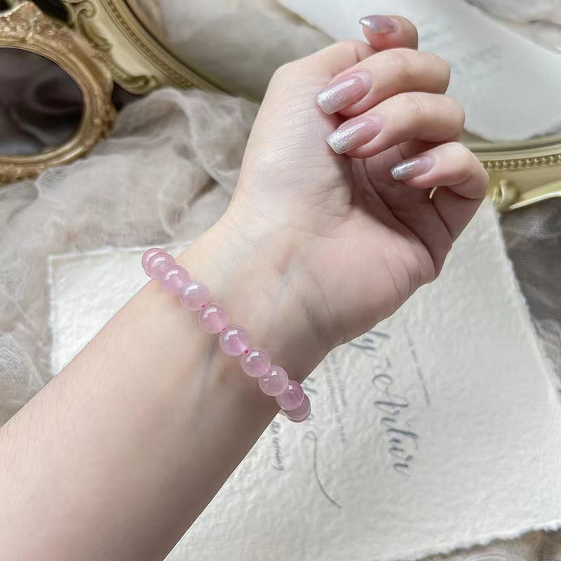 Natural Rose Quartz with Cube Shape Design Bracelets -vsl1357