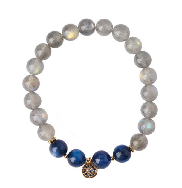 Natural Labradorite & Blue Kyanite Design Bracelet -vsl051