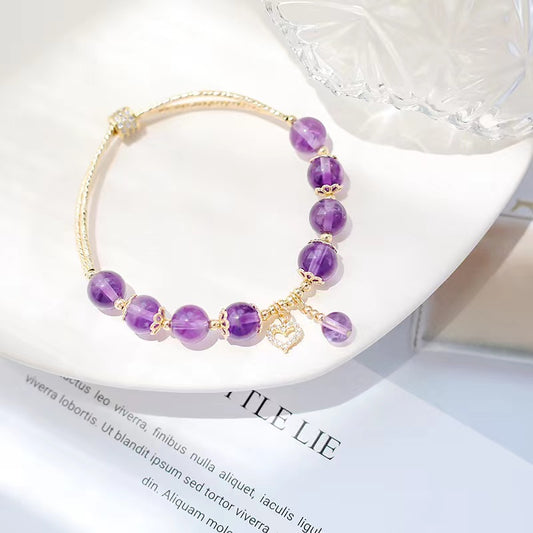 Natural Amethyst with Dangle Bead Design Bracelets-vsl551