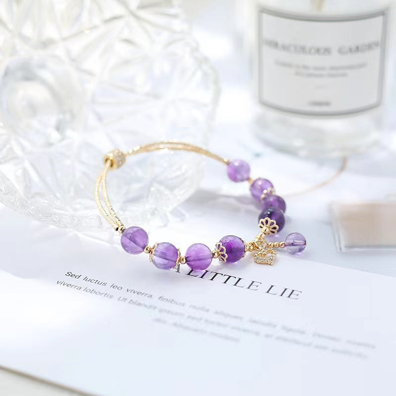 Natural Amethyst with Dangle Bead Design Bracelets-vsl551