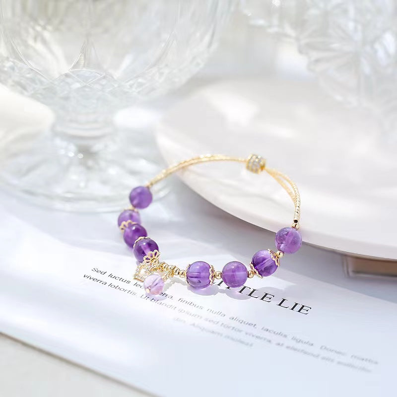 Natural Amethyst with Dangle Bead Design Bracelets-vsl551