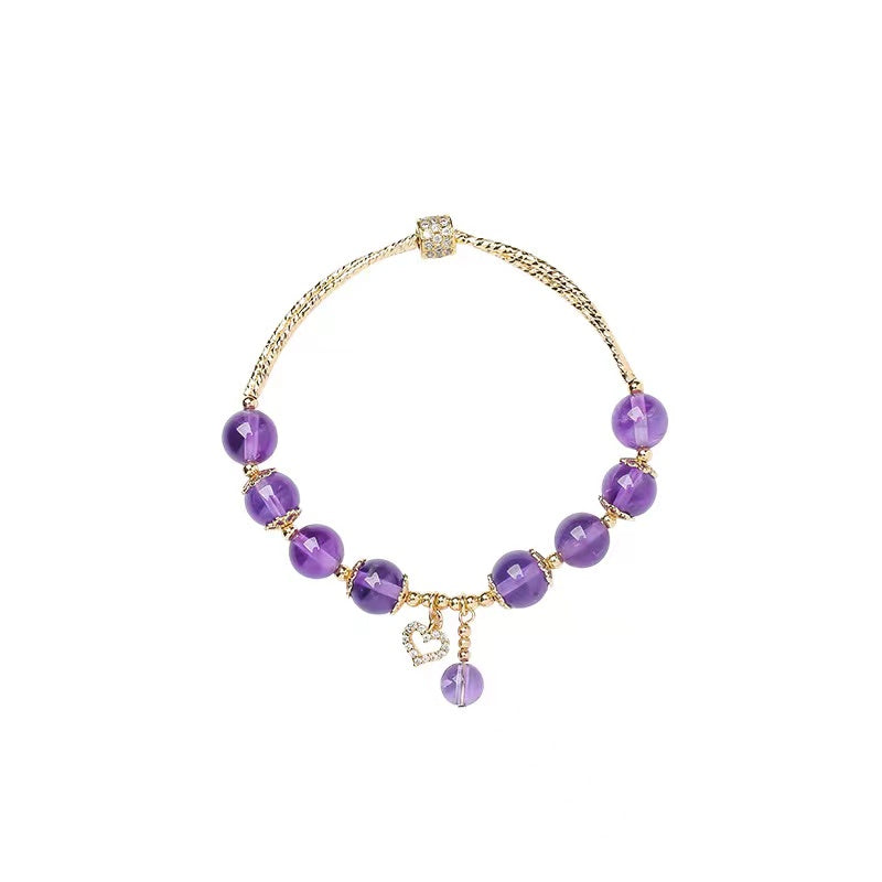 Natural Amethyst with Dangle Bead Design Bracelets-vsl551