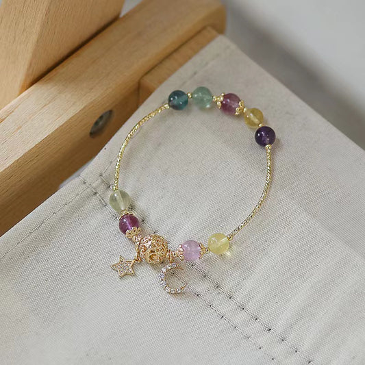 Natural Multi Color Fluorite Design Bracelets-vsl889