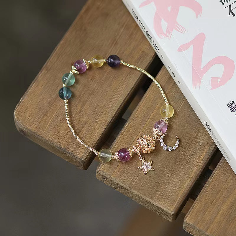 Natural Multi Color Fluorite Design Bracelets-vsl889