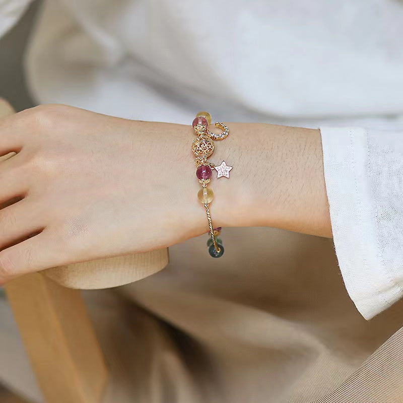 Natural Multi Color Fluorite Design Bracelets-vsl889