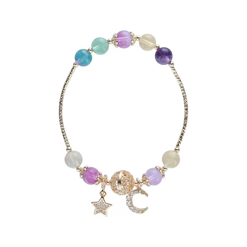 Natural Multi Color Fluorite Design Bracelets-vsl889