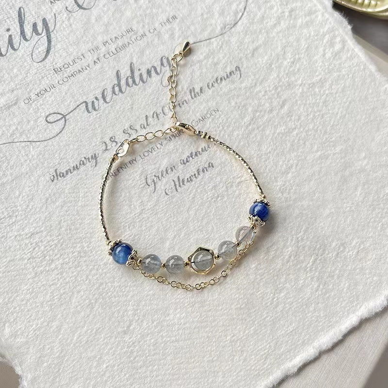 Natural Labradorite & Kyanite Adjustable Design Bracelet -vsl1264