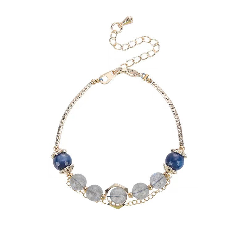 Natural Labradorite & Kyanite Adjustable Design Bracelet -vsl1264