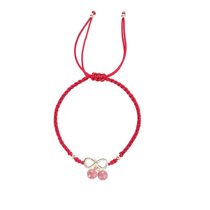 Natural Strawberry Quartz Rope Bracelet Adjustable Design Bracelet -vsl509