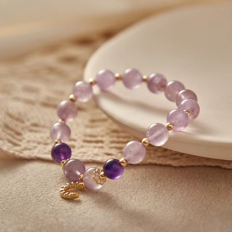 Natural Amethyst & Lavender Amethyst Design Bracelets-vsl530