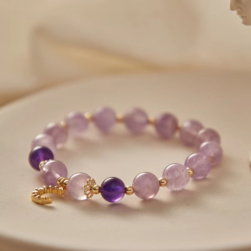 Natural Amethyst & Lavender Amethyst Design Bracelets-vsl530