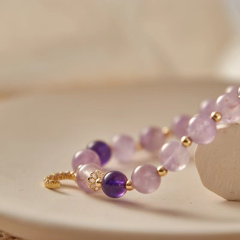 Natural Amethyst & Lavender Amethyst Design Bracelets-vsl530