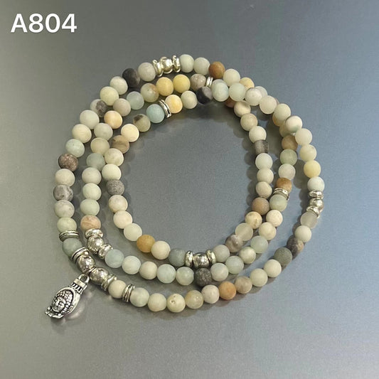 Natural matte Amazonite 108 beads Necklace A804