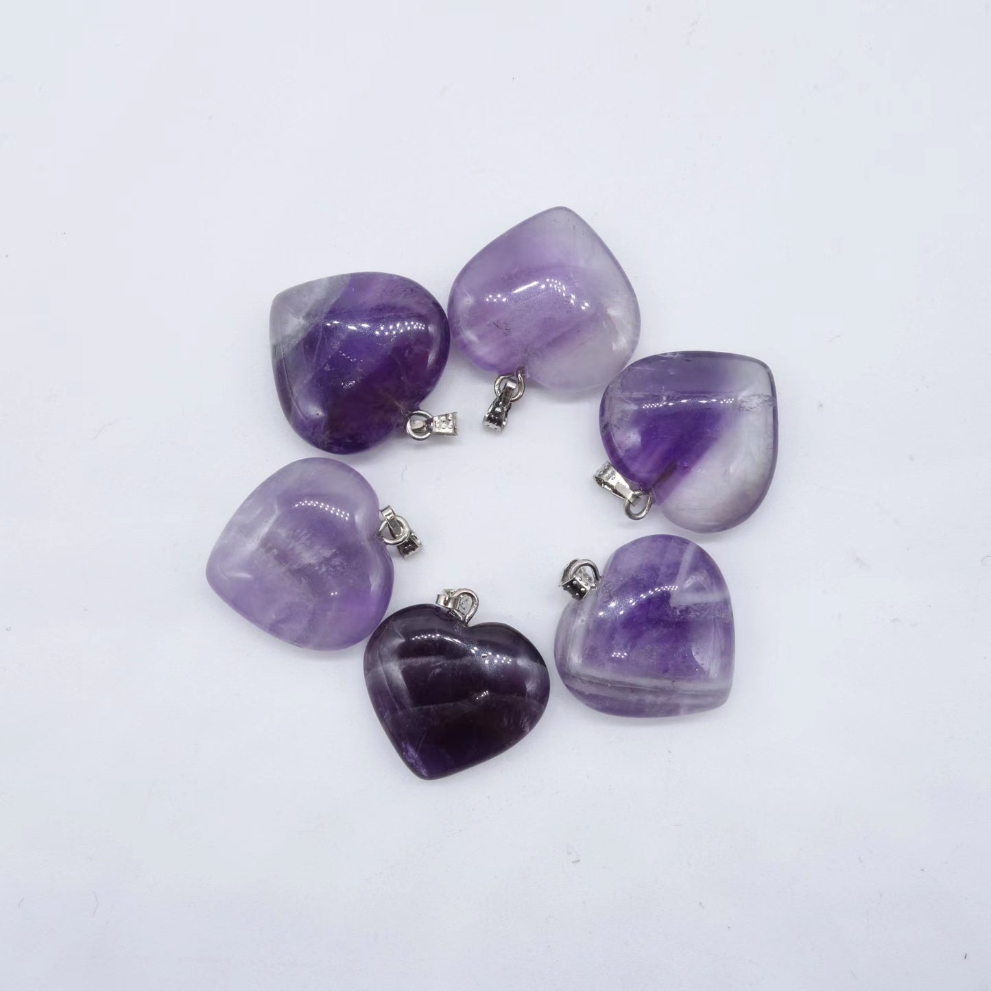 Natural Amethyst Heart Shape Pendant Necklace Healing Stone