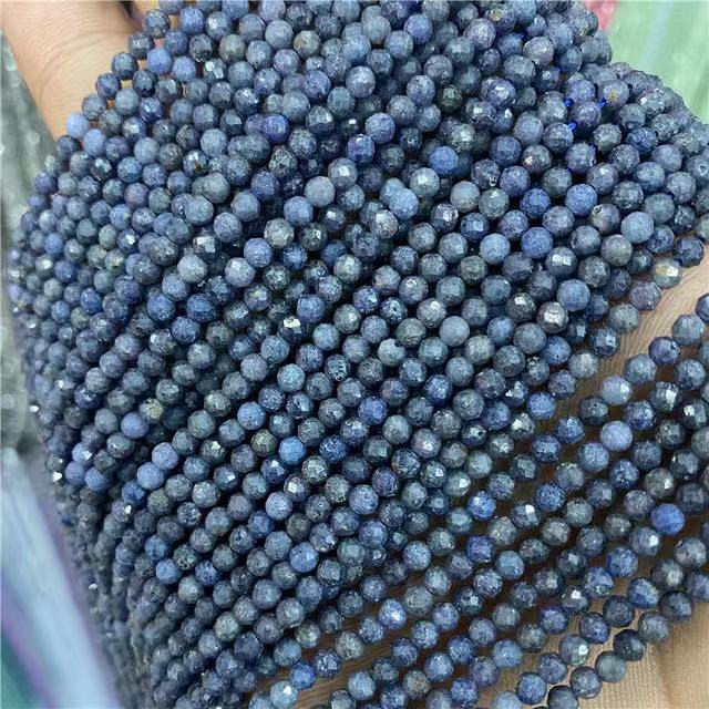 Natural Small Size Faceted Round Beads Gemstone Crystal Loose Beads For DIY Jewelry Making Design 2/3/4mm 15.5”