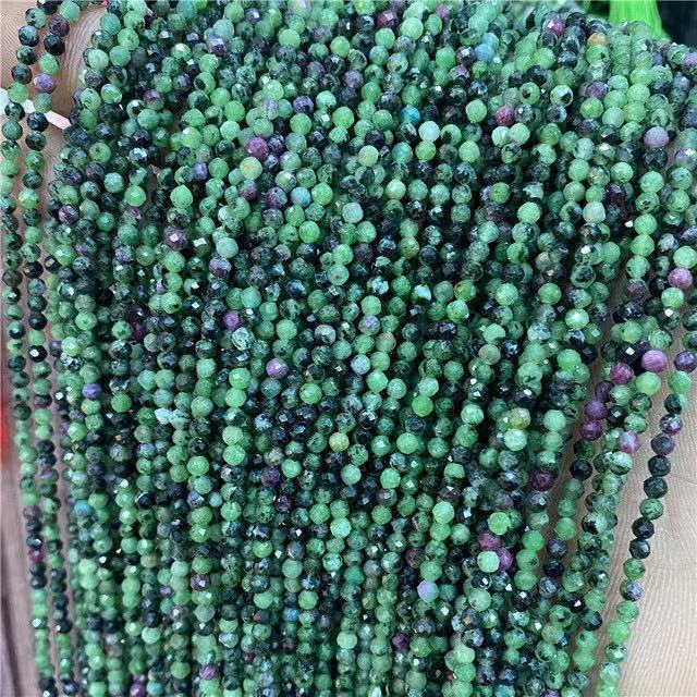 Natural Small Size Faceted Round Beads Gemstone Crystal Loose Beads For DIY Jewelry Making Design 2/3/4mm 15.5”