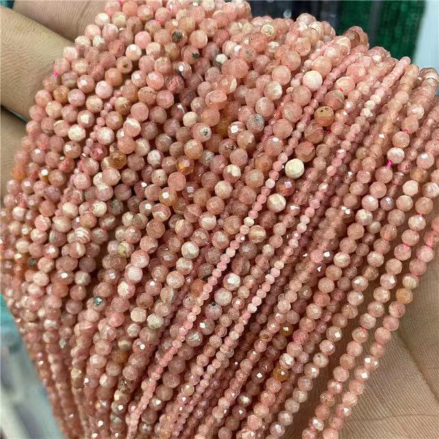 Natural Small Size Faceted Round Beads Gemstone Crystal Loose Beads For DIY Jewelry Making Design 2/3/4mm 15.5”