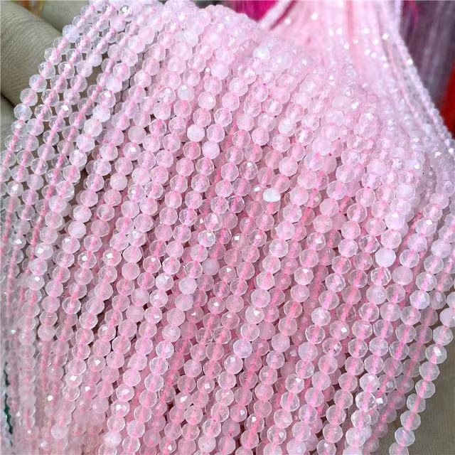 Natural Small Size Faceted Round Beads Gemstone Crystal Loose Beads For DIY Jewelry Making Design 2/3/4mm 15.5”