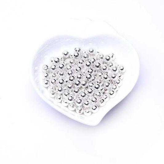 300pcs Silver Plated Round Ball Spacer Beads Jewellery Making 2mm 3mm 4mm 5mm 6mm