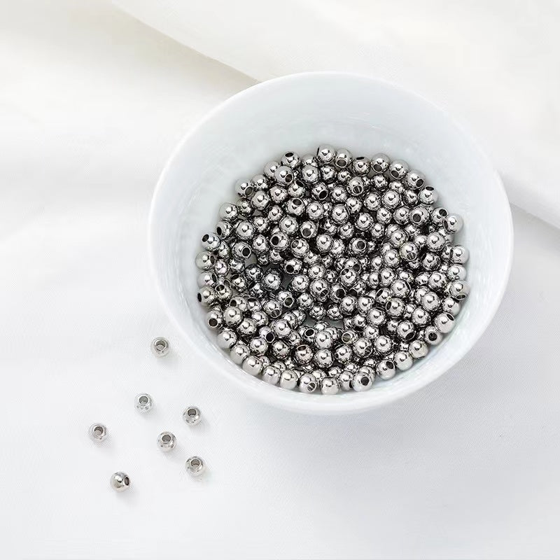 300pcs Silver Plated Round Ball Spacer Beads Jewellery Making 2mm 3mm 4mm 5mm 6mm