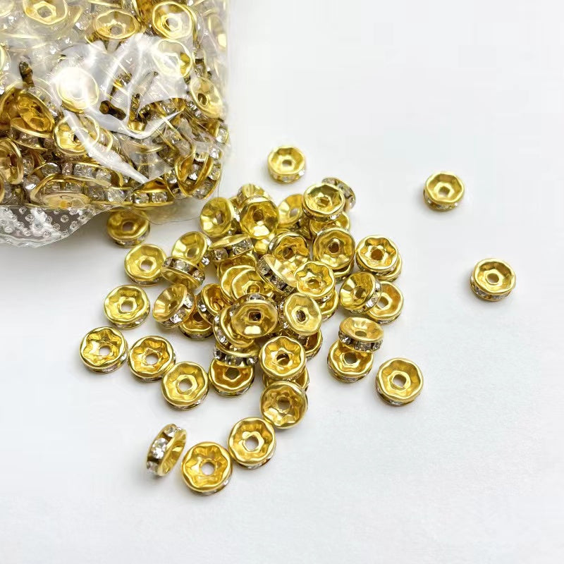 100pcs Rhinestone Beads Spacers Rondelle 4mm 6mm 8mm 10mm