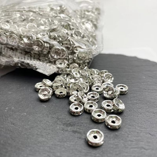 100pcs Rhinestone Beads Spacers Rondelle 4mm 6mm 8mm 10mm